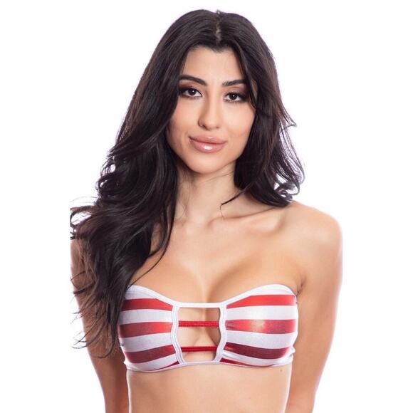 🦋B2G1🦋MIDNIGHT BALLERINA Bandeau Candy Cane Top | ONE SIZE | Dance Wear - Picture 2 of 6